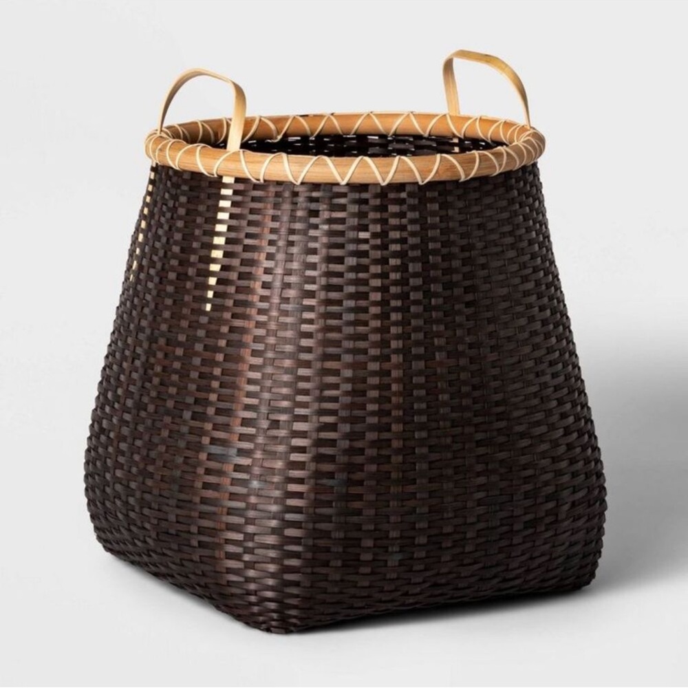 Threshold - Large Black Bamboo Basket with Natural Handles